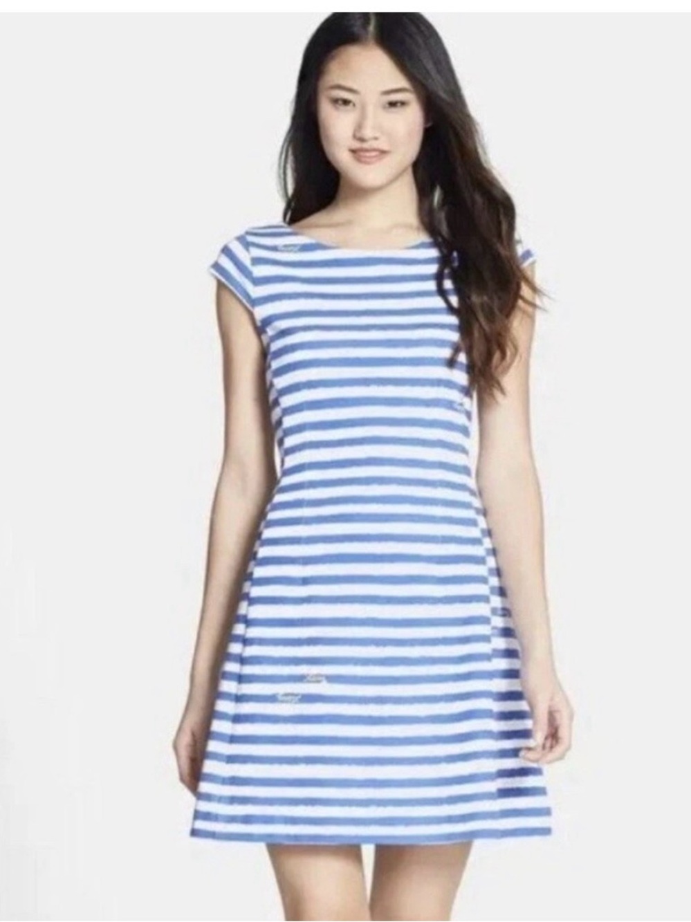 Lilly Pulitzer Brielle Striped Dress – Blue & White Cap Sleeve